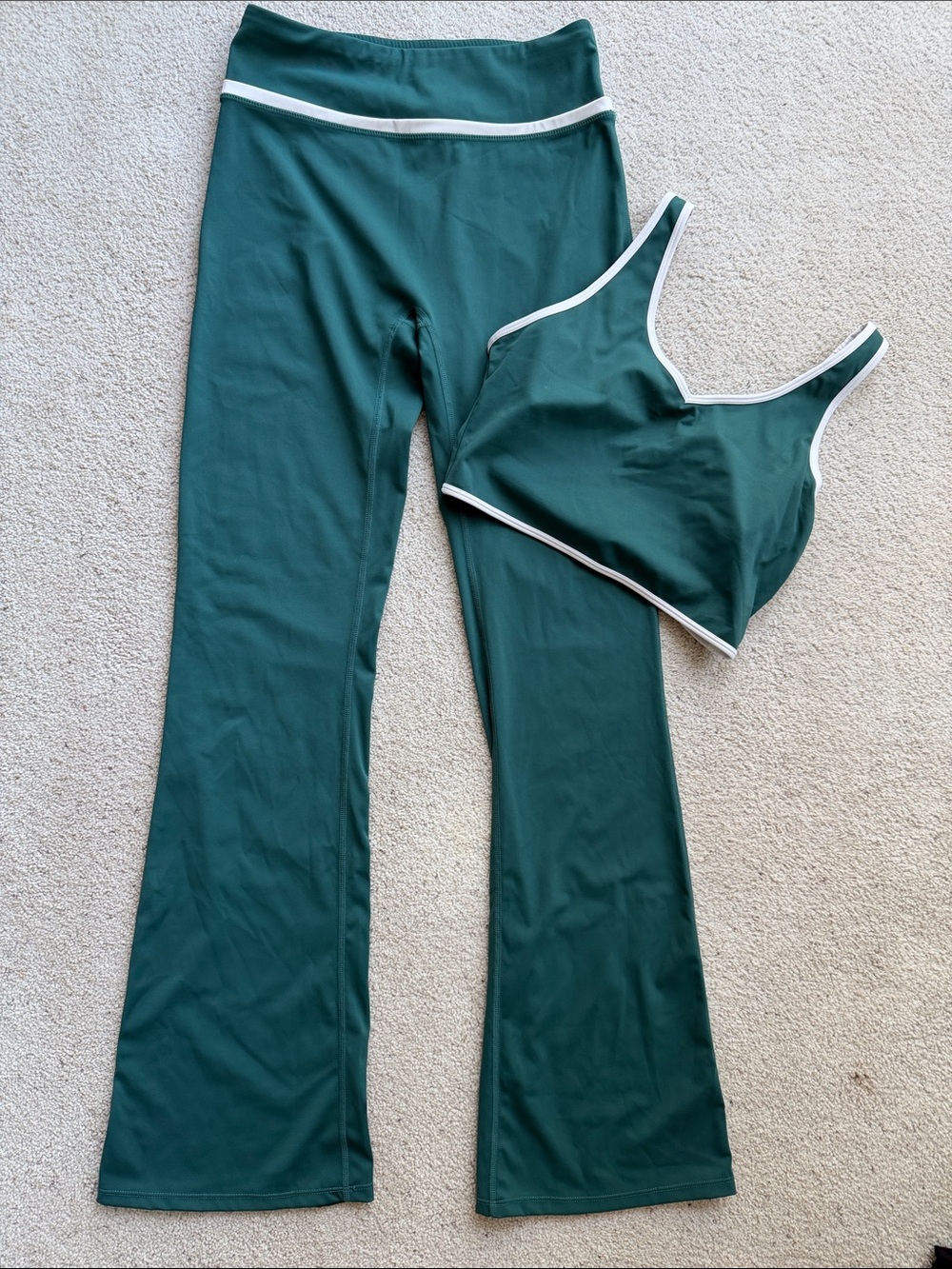 Women’s Forest Green Yoga Pants & Crop Top Set